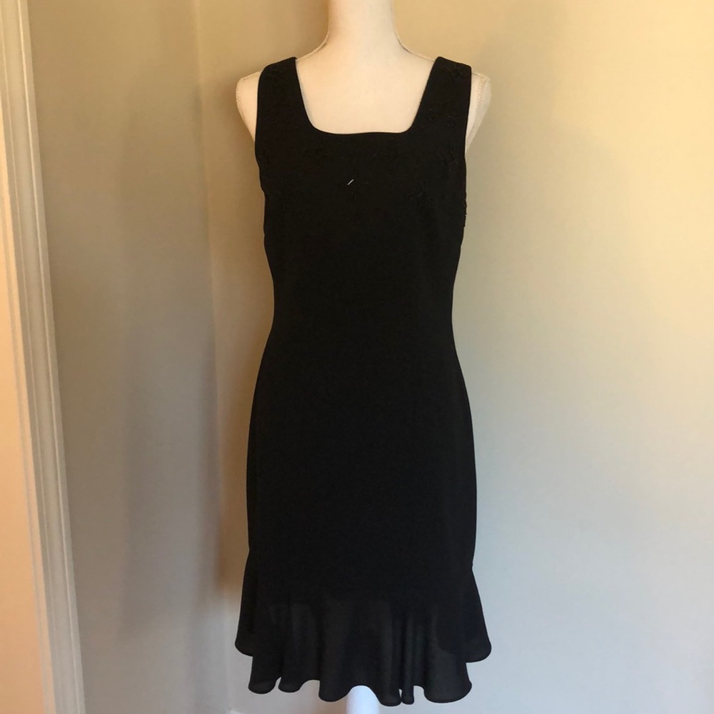 MARIANNA Vintage Black Dress With Beaded Detail